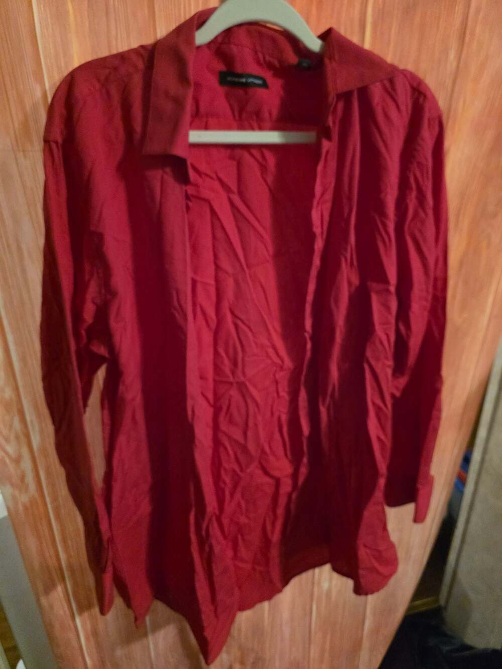 Adrienne Vittadini Red Long Sleeve Button Down Collared Shirt XLT